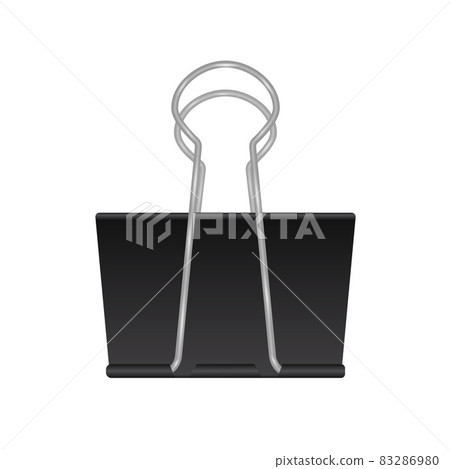 Realistic binder clip isolated on white background. Black metal paper clip. School and office supplies . Stationery vector illustration. 83286980
