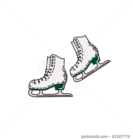 Ice figure skates in the doodle style. Winter sports. Vector hand-drawn illustration. Ice figure skates in the doodle style. Winter sports. Vector hand-drawn illustration. 83287779