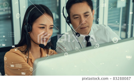 Customer support call center provide data with envisional graphic Customer support call center provide data with envisional graphic 83288087