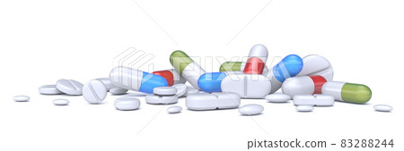 Pile of pills, tablets and capsules 3D 83288244