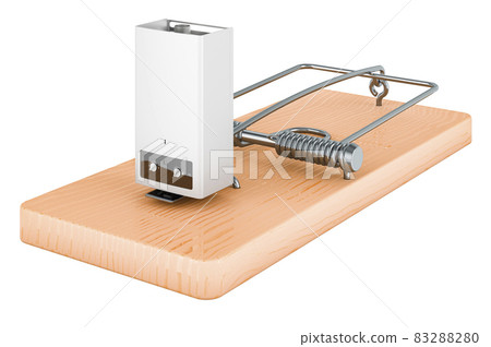 Home gas boiler, water heater inside mousetrap, 3D rendering 83288280