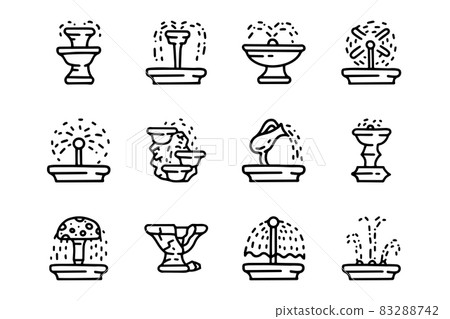 Fountains line vector doodle simple icon set Fountains line vector doodle simple icon set 83288742