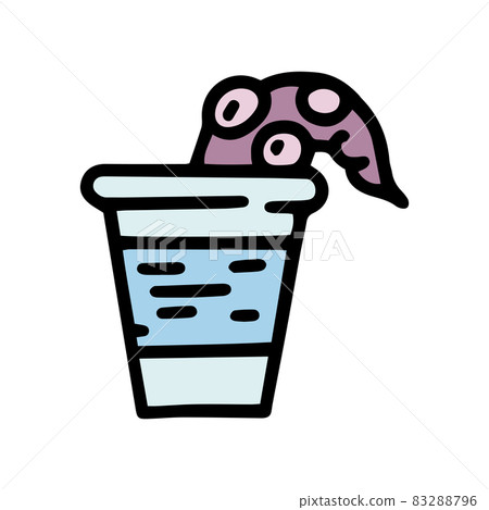 octopus in plastic cup color vector doodle simple icon octopus in plastic cup color vector doodle simple icon 83288796