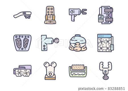Massagers color vector doodle simple icon set 83288851