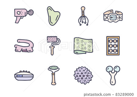 Massagers color vector doodle simple icon set Massagers color vector doodle simple icon set 83289000