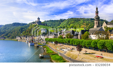 Travel in Germany - river cruises in Moselle river, medieval Cochem town popular tourist destination 83289034