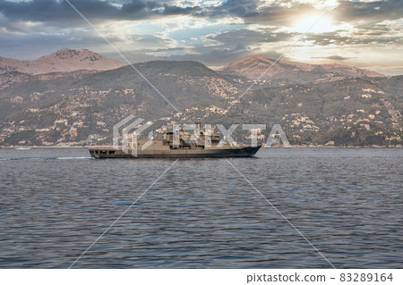 NATO military Greek frigate off the coast of Corfu. NATO military Greek frigate off the coast of Corfu. 83289164