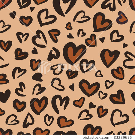 Valentine Leopard or jaguar seamless pattern. Trendy animal print. Spotted hearts imitate cheetah fur. Vector background for fabric, textile, wallpaper, wrapping paper, etc Valentine Leopard or jaguar seamless pattern. Trendy animal print. Spotted hearts imitate cheetah fur. Vector background for fabric, textile, wallpaper, wrapping paper, etc 83289656