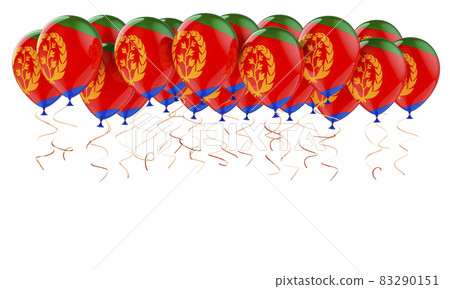 Balloons with Eritrean flag, 3D rendering Balloons with Eritrean flag, 3D rendering 83290151