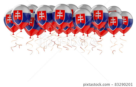 Balloons with Slovak flag, 3D rendering Balloons with Slovak flag, 3D rendering 83290201