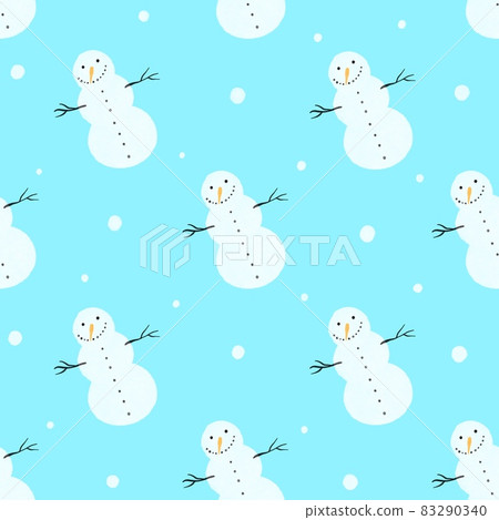 Seamless Christmas pattern with snowmen and snowflakes. Winter pattern for wrapping paper, pattern fills, winter greetings, web page background. Christmas and New Year greeting card. Seamless Christmas pattern with snowmen and snowflakes. Winter pattern for wrapping paper, pattern fills, winter greetings, web page background. Christmas and New Year greeting card. 83290340