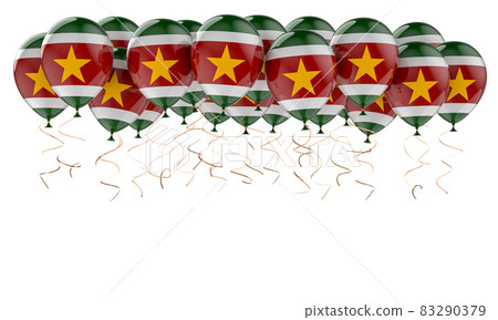 Balloons with Surinamese flag, 3D rendering 83290379