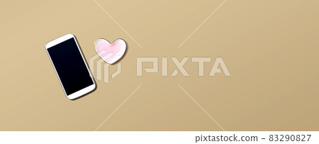 Smartphone with heart shaped dish Smartphone with heart shaped dish 83290827