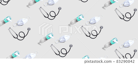 Prevent Covid-19 theme objects overhead view Prevent Covid-19 theme objects overhead view 83290842