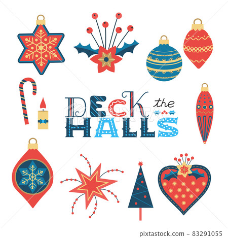 Christmas festive decorations vector icon set Christmas festive decorations vector icon set 83291055