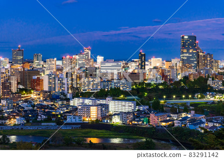 Night view of the city center seen from the ruins of Sendai Castle 83291142