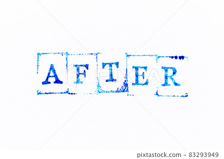 Blue color ink rubber stamp in word after on white paper background Blue color ink rubber stamp in word after on white paper background 83293949