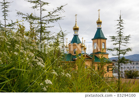 View of a beautiful Orthodox church. View of a beautiful Orthodox church. 83294100