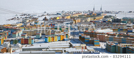 Winter panorama of the city of Anadyr 83294111