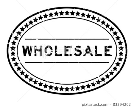 Grunge black wholesale word oval rubber seal stamp on white background 83294202