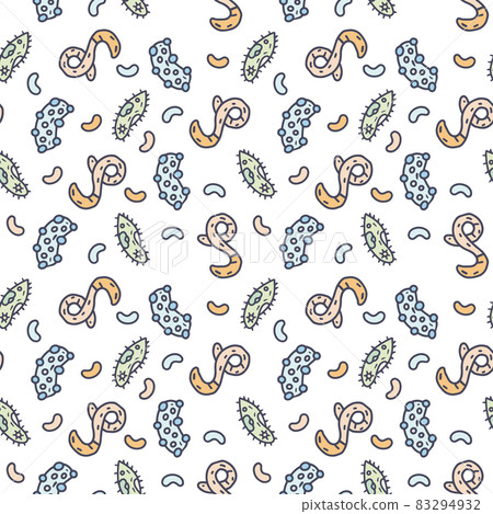 Viruses and bacteria color vector doodle simple seamless pattern Viruses and bacteria color vector doodle simple seamless pattern 83294932