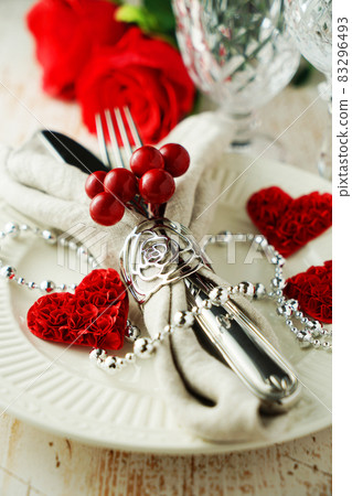 Valentine's day table setting Valentine's day table setting 83296493