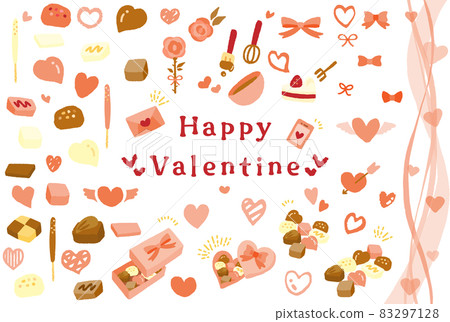 Cute hand drawn valentine material set Cute hand drawn valentine material set 83297128