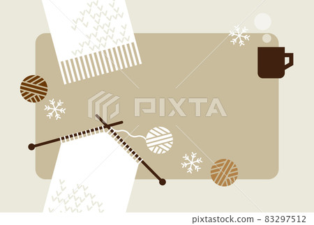 針織圍巾圖像的插圖框架 針織圍巾圖像的插圖框架 83297512