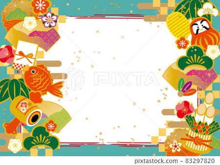 Happy New Year Japanese pattern frame background illustration Happy New Year Japanese pattern frame background illustration 83297820