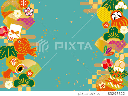 Happy New Year Japanese pattern frame background illustration Happy New Year Japanese pattern frame background illustration 83297822
