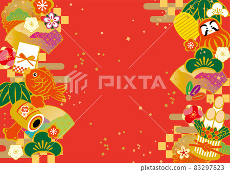 Happy New Year Japanese pattern frame background illustration 83297823