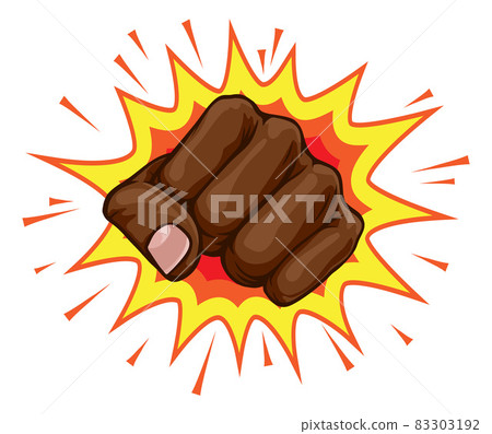 Fist Punch Hand Comic Pop Art Explosion Cartoon 83303192