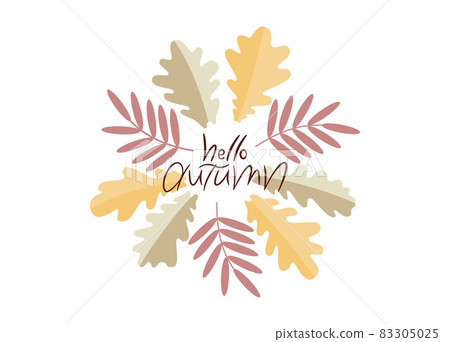 Lettering Hello autumn with yellow, pink and... - Stock Illustration ...