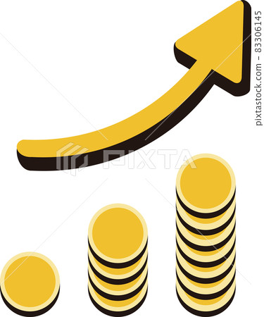 商務箭頭硬幣錢形象插畫素材 83306145