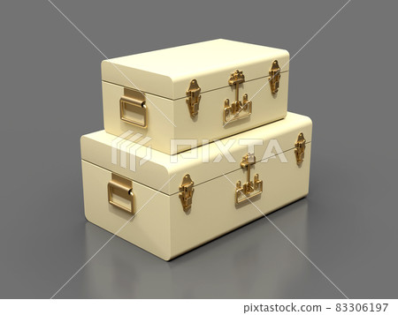 Set of two ivory white leather suitcases with exquisite clasps. Classic premium design with centuries-old traditions. Modern new product in vintage style. 3d illustration. Set of two ivory white leather suitcases with exquisite clasps. Classic premium design with centuries-old traditions. Modern new product in vintage style. 3d illustration. 83306197