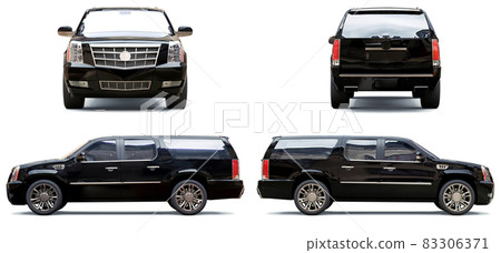 Set big black premium SUV on a white background. 3d rendering. 83306371