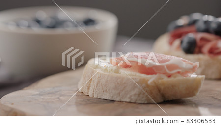 prosciutto on ciabatta with cream cheese prosciutto on ciabatta with cream cheese 83306533