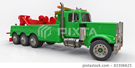 Green cargo tow truck to transport other big... - Stock Illustration ...