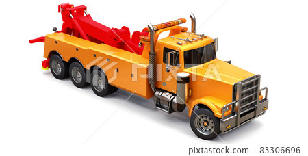 Orange cargo tow truck to transport other big... - Stock Illustration ...