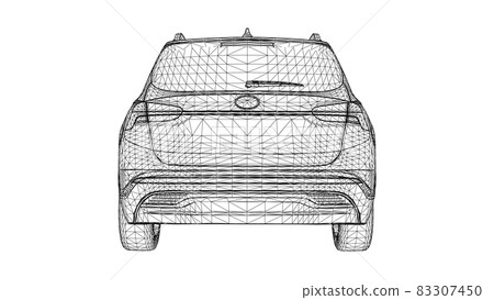 Abstract Creative vector car SUV large city OFF-ROAD vehicle lines connected to points 83307450