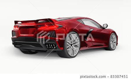 3d illustration. Red sport car for your creative design. 3d rendering. 3d illustration. Red sport car for your creative design. 3d rendering. 83307451