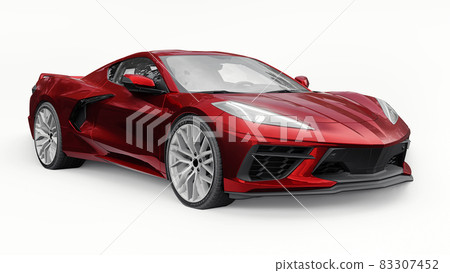 3d illustration. Red sport car for your creative design. 3d rendering. 83307452
