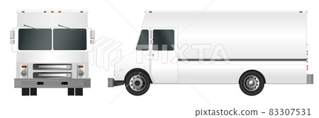 White truck template. Cargo van Vector illustration EPS 10 isolated on white background. City commercial vehicle delivery. White truck template. Cargo van Vector illustration EPS 10 isolated on white background. City commercial vehicle delivery. 83307531