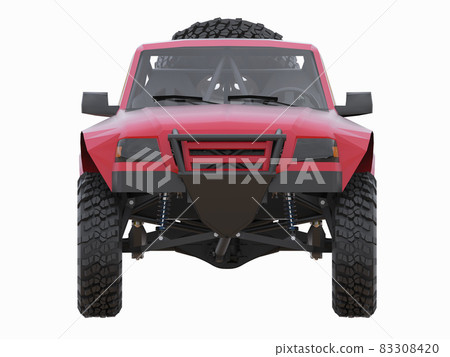 Most prepared red sports race truck for the desert terrain. 83308420