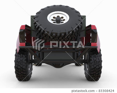 Most prepared red sports race truck for the desert terrain. 83308424