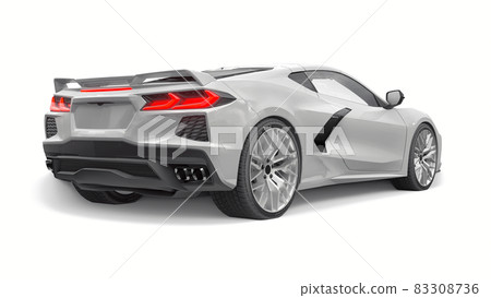 Super sports car on a white background. 3d illustration. Super sports car on a white background. 3d illustration. 83308736