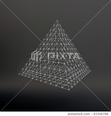Wireframe mesh Polygonal pyramid. Pyramid of...-插圖素材 [83308786] - PIXTA圖庫