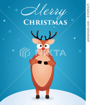 Christmas Reindeer. Cute and funny character Deer. Christmas card. Vector illustration. 83309125
