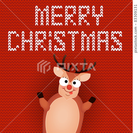 Christmas Reindeer. Cute and funny character Deer. Christmas card. Vector illustration. 83309131
