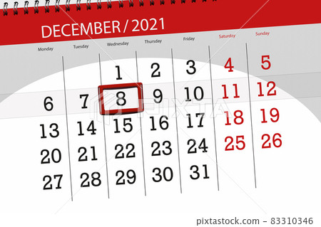 Calendar planner for the month december 2021, deadline day, 8, wednesday Calendar planner for the month december 2021, deadline day, 8, wednesday 83310346